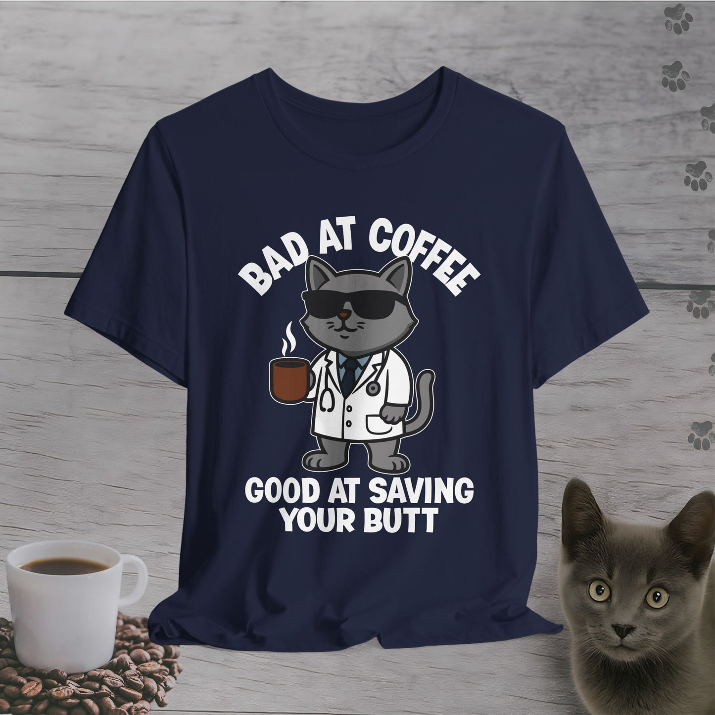 Butt-Saving Coffee Cat T-Shirt