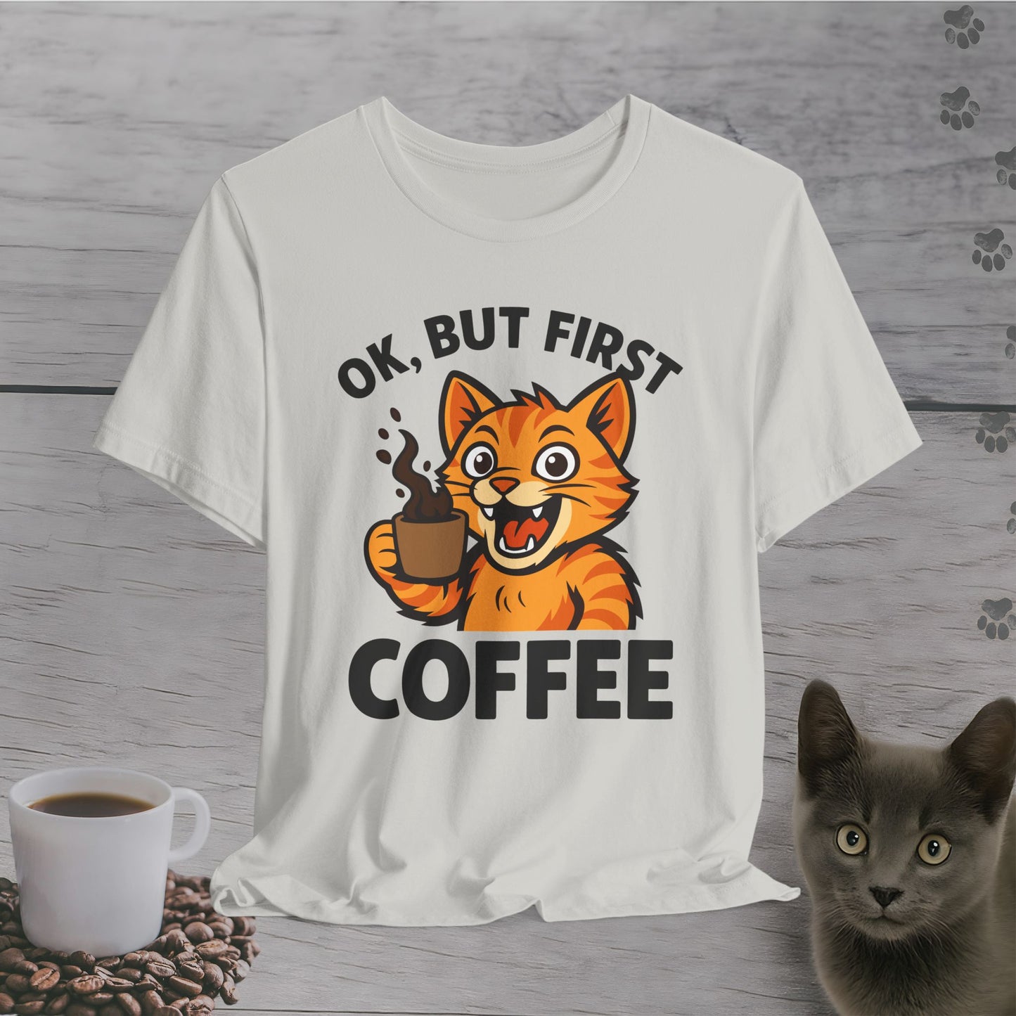 Energized But First Coffee Cat T-Shirt