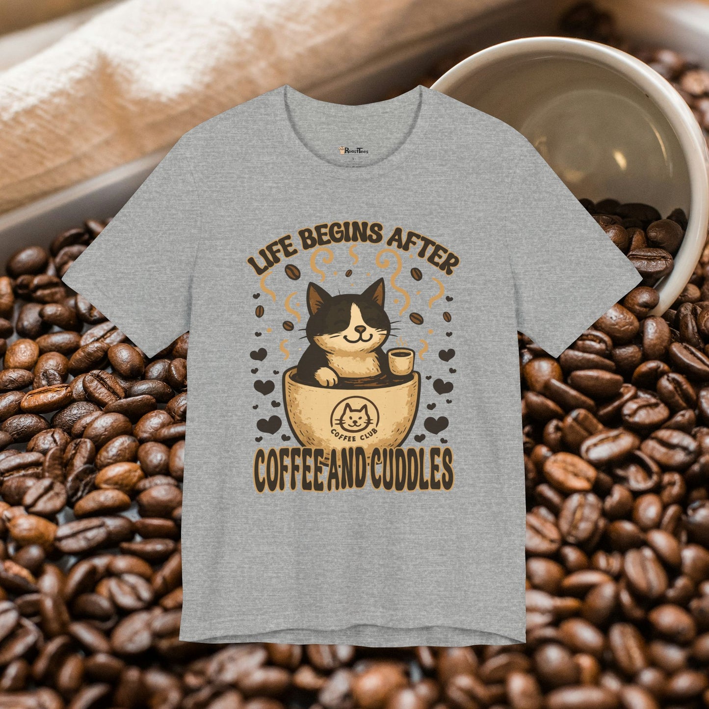 Coffee and Cuddles Cat T-Shirt