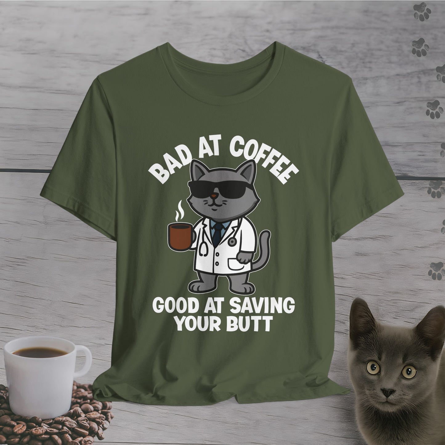 Butt-Saving Coffee Cat T-Shirt