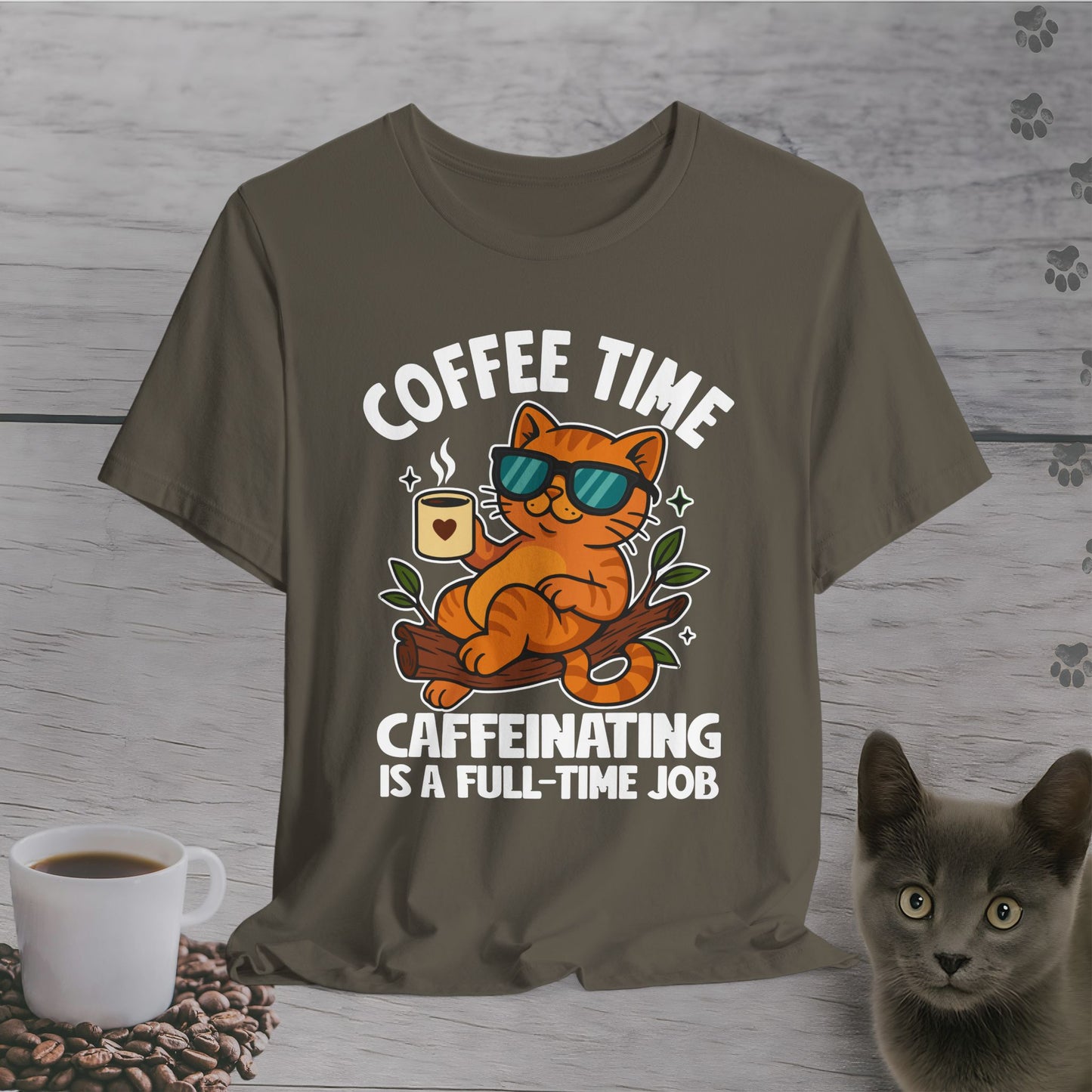 Caffeinating Cat Time T-Shirt
