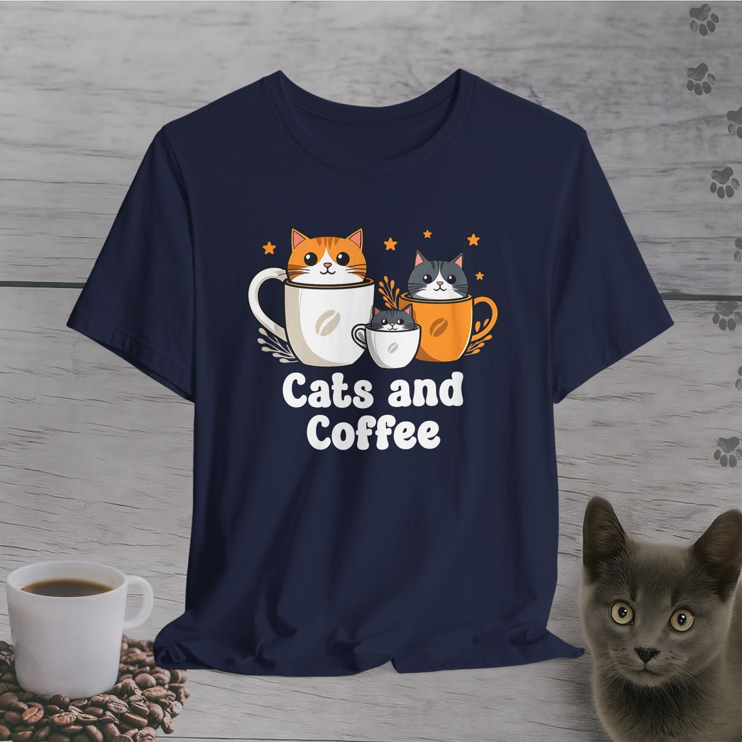 Funny Cats and Coffee T-Shirt