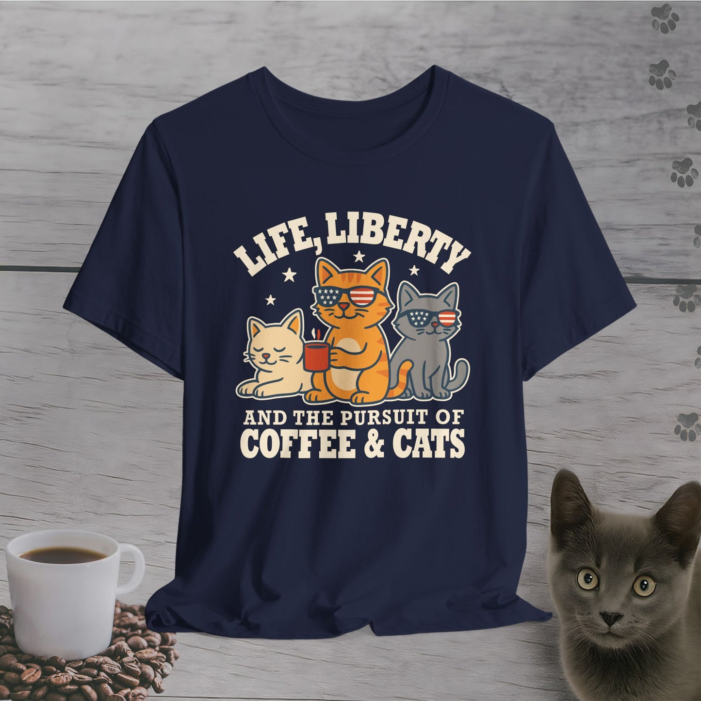 Freedom, Coffee & Cats T-Shirt