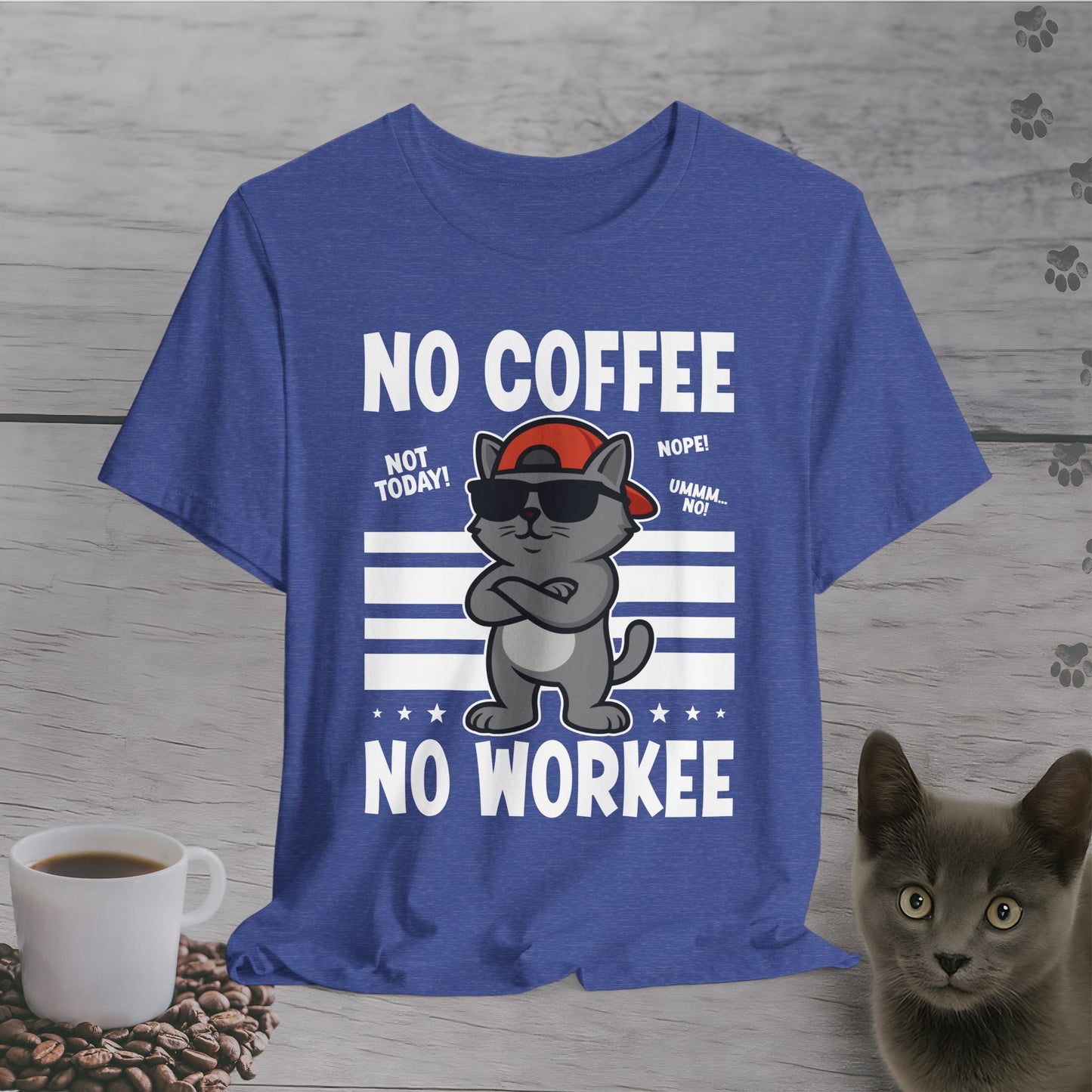No Coffee No Workee Cat T-Shirt
