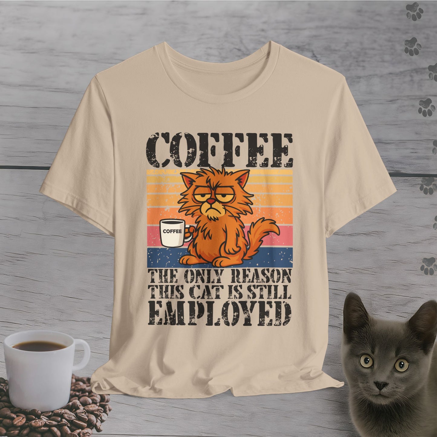 Adorable Employed by Coffee Cat T-Shirt