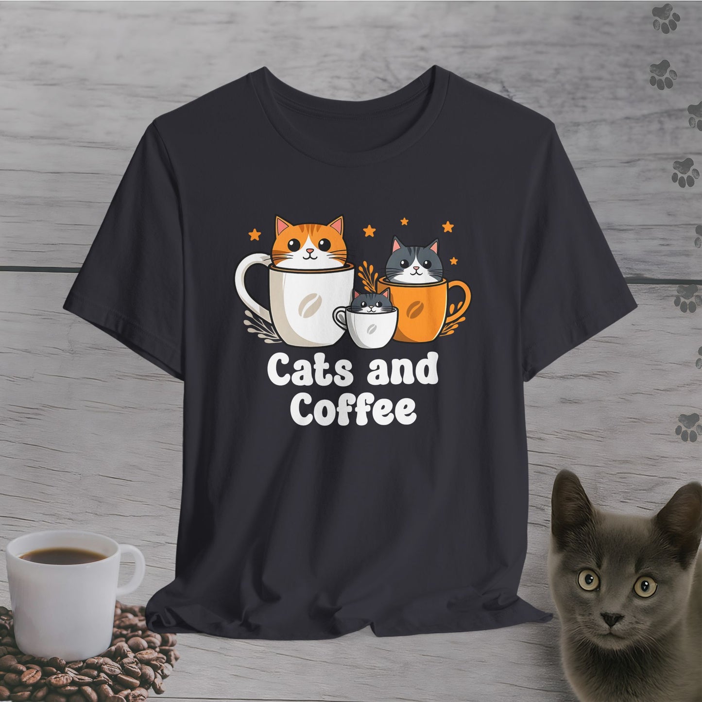 Funny Cats and Coffee T-Shirt