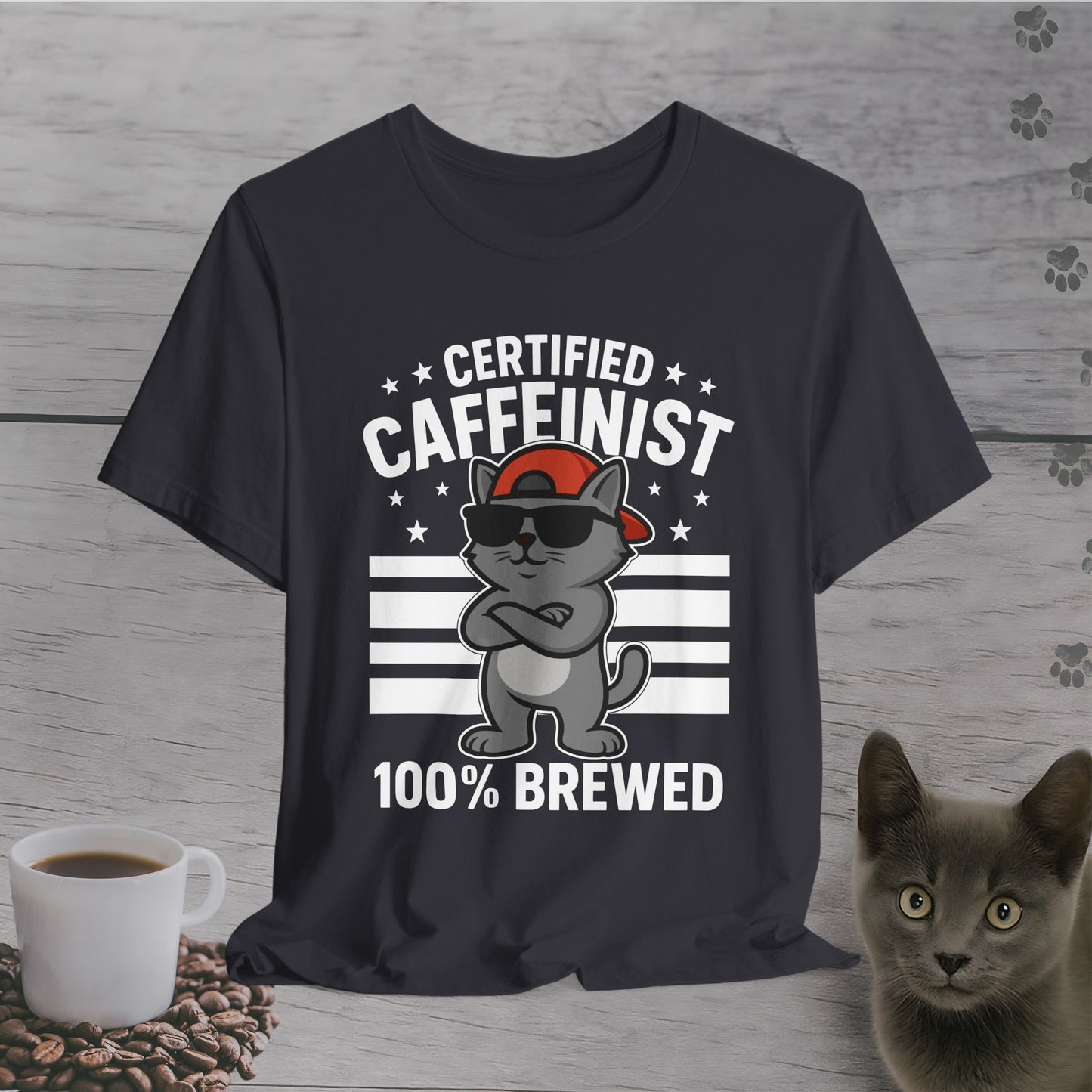 Certified Caffeinist Cat T-Shirt