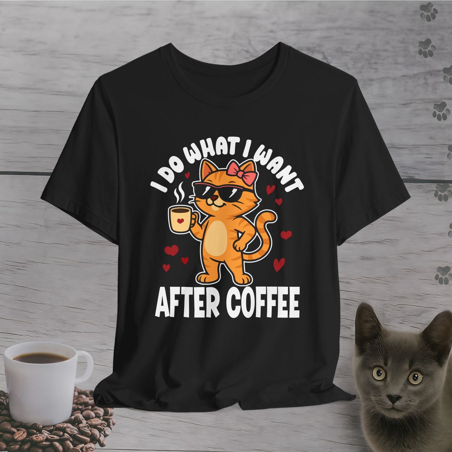 Attitude After Coffee Cat T-Shirt