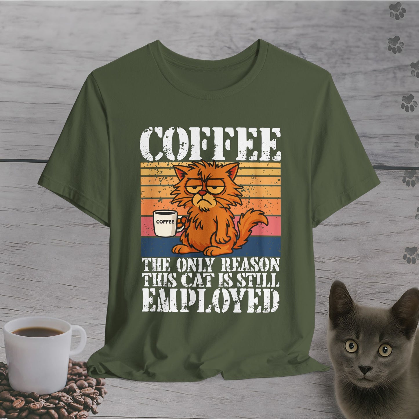Adorable Employed by Coffee Cat T-Shirt
