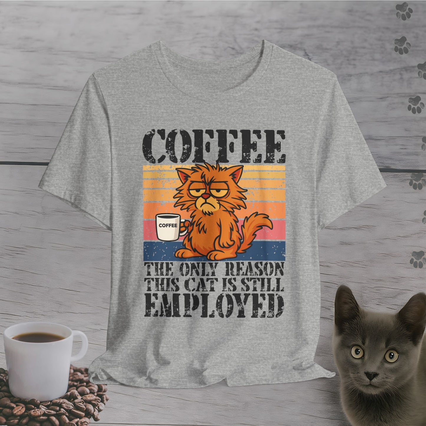 Adorable Employed by Coffee Cat T-Shirt