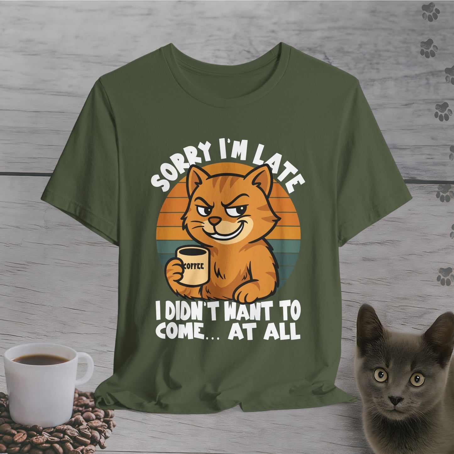 Caffeinated Unwilling Cat T-Shirt