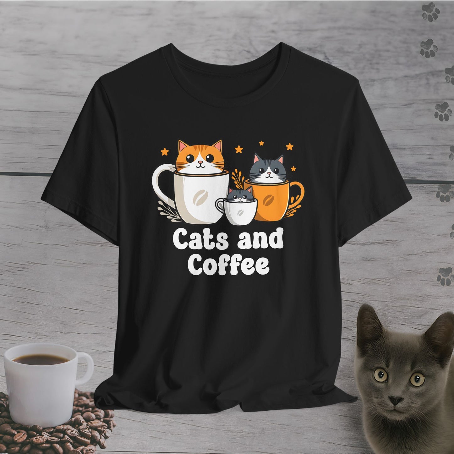 Funny Cats and Coffee T-Shirt