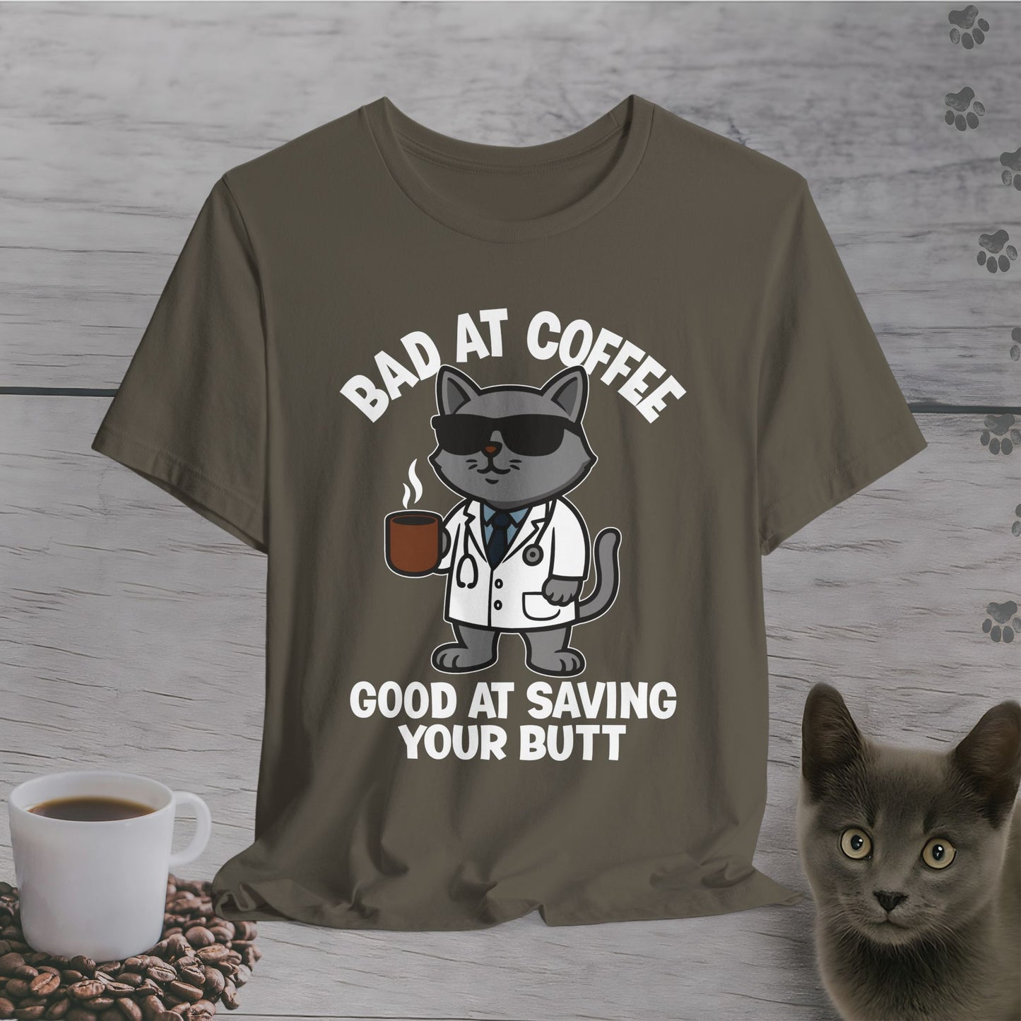 Butt-Saving Coffee Cat T-Shirt