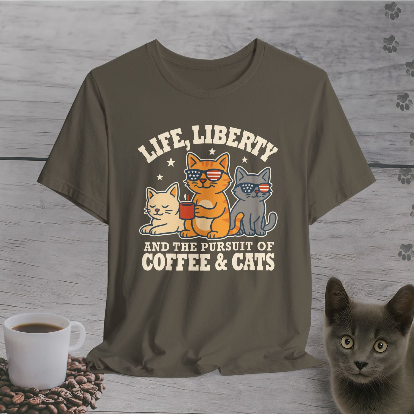 Freedom, Coffee & Cats T-Shirt