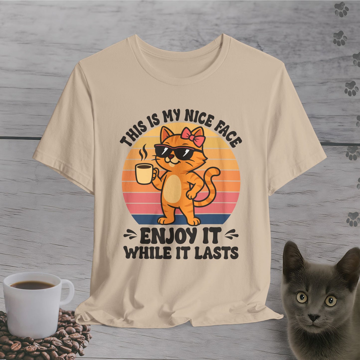 Coffee Cat Nice Face Warning T-Shirt