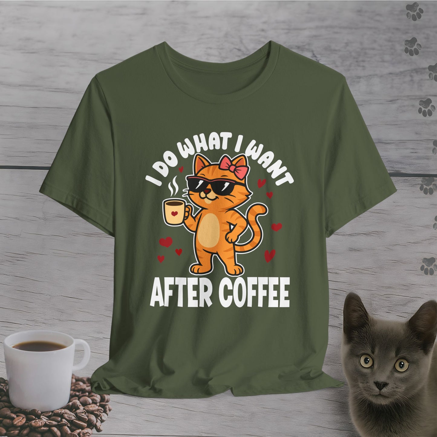 Attitude After Coffee Cat T-Shirt