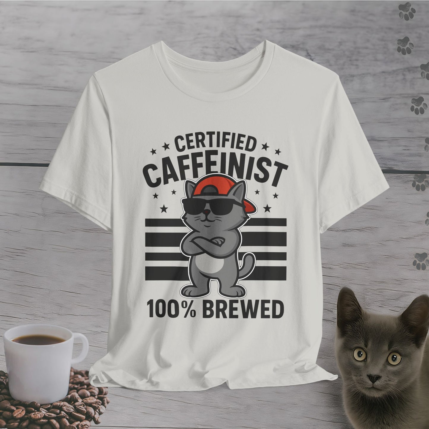 Certified Caffeinist Cat T-Shirt