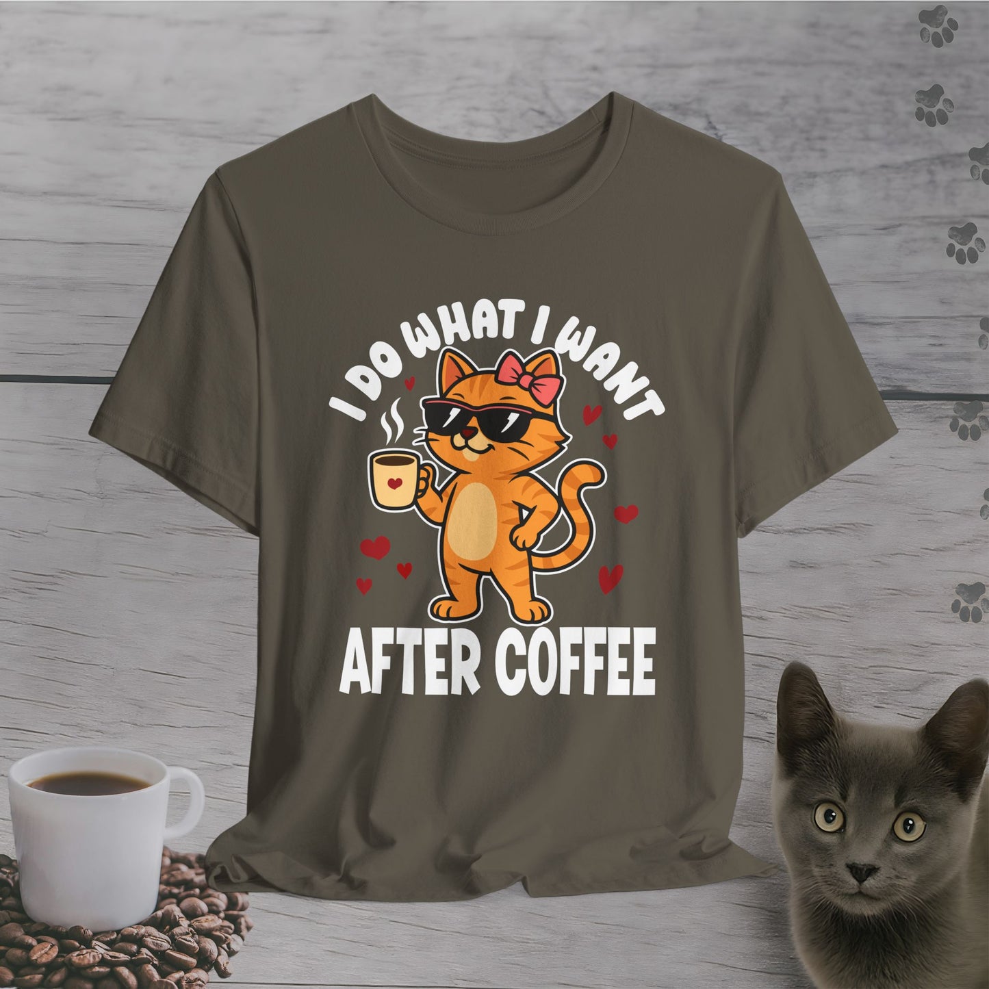 Attitude After Coffee Cat T-Shirt