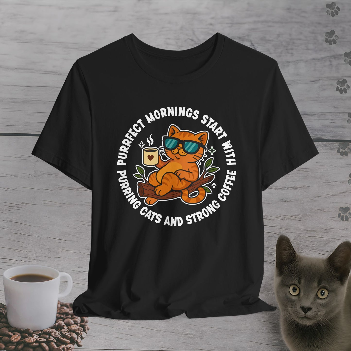 Purrfect Morning Cat T-Shirt