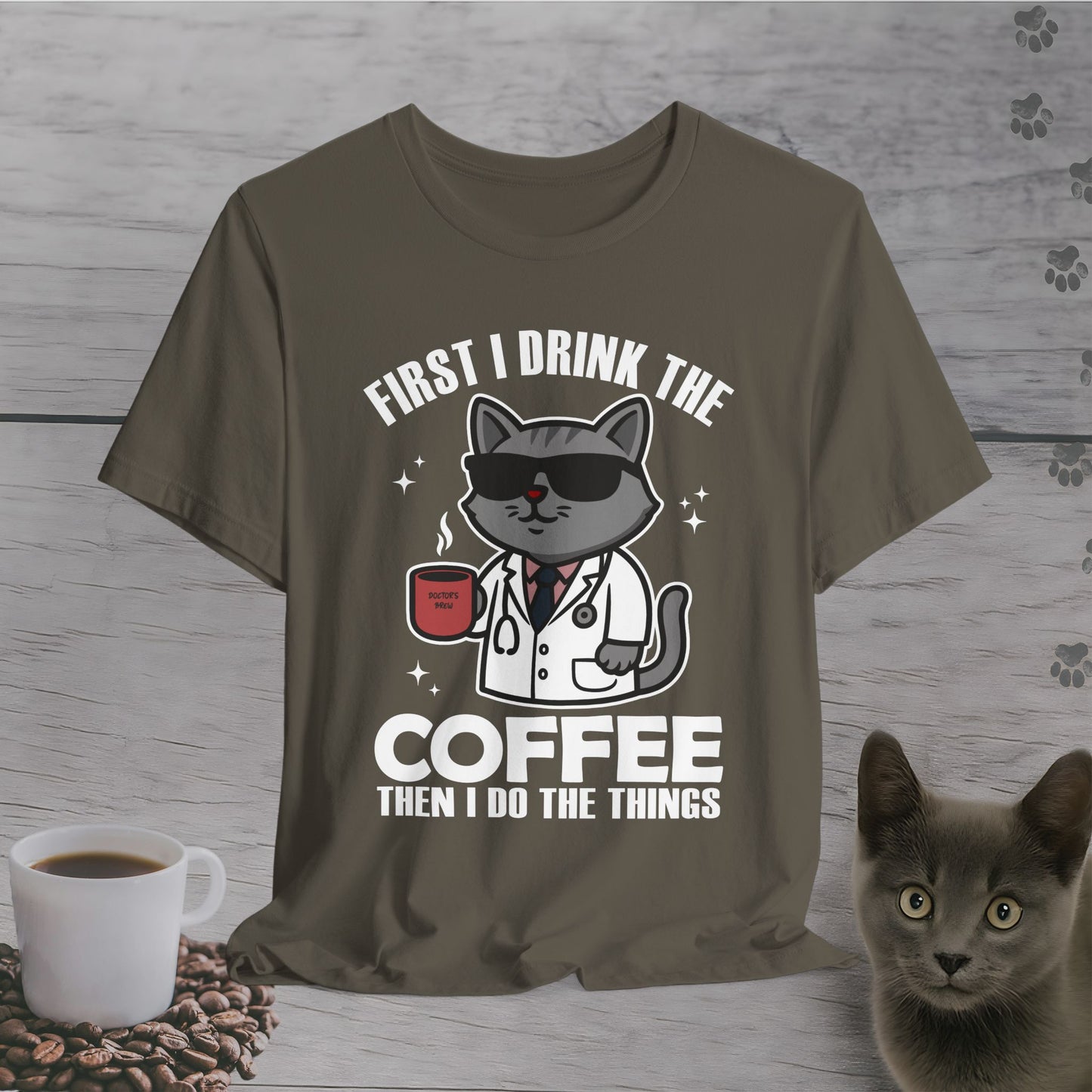 Coffee First Then Things Cat T-Shirt
