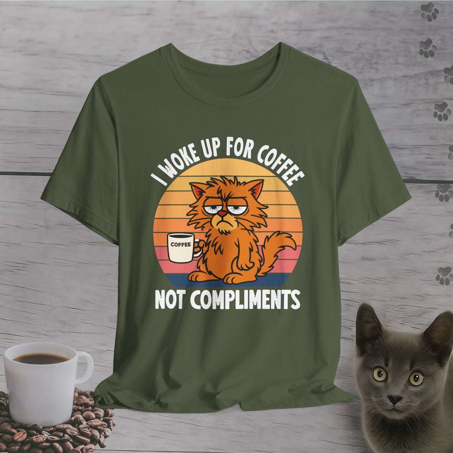 Coffee Not Compliments Cat T-Shirt