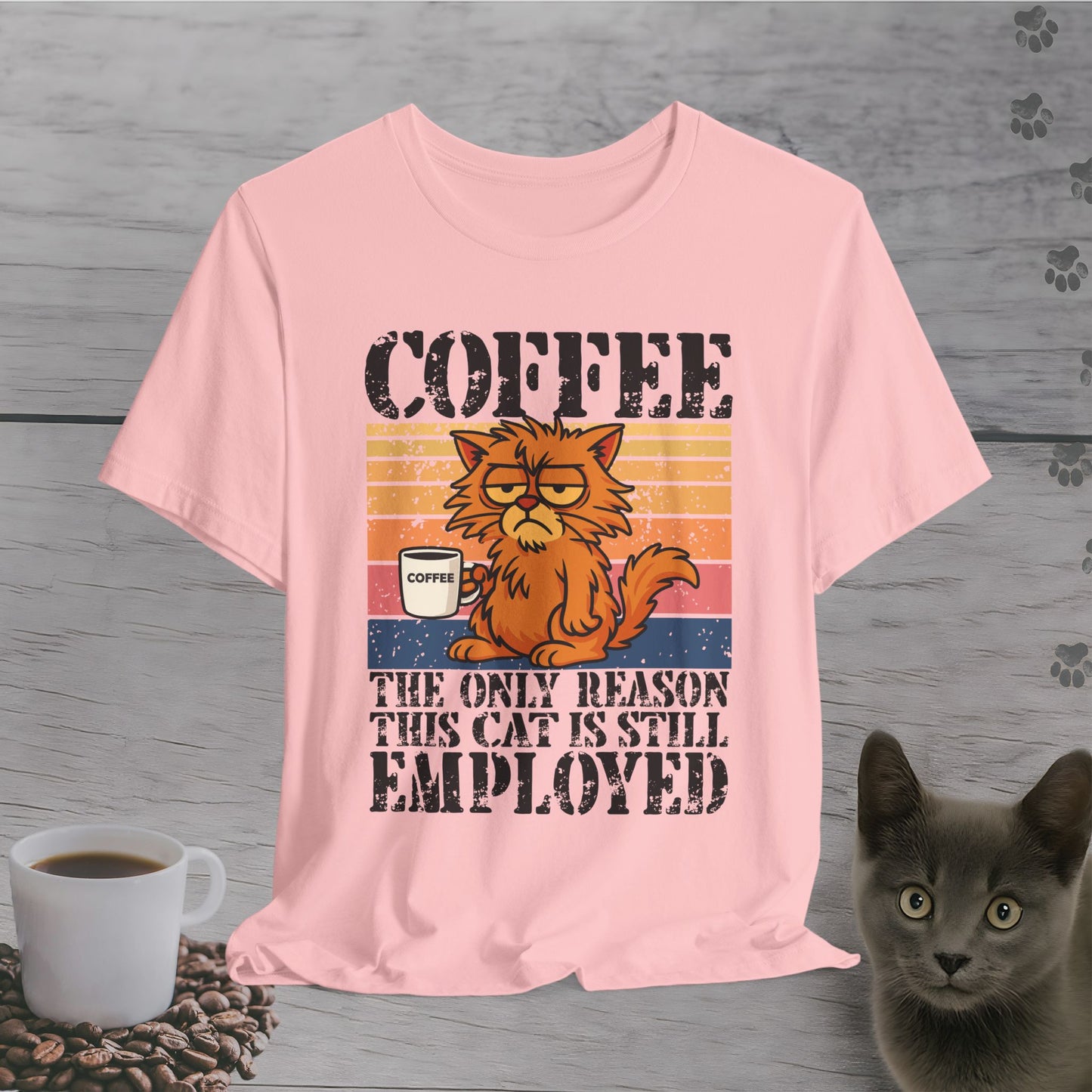 Adorable Employed by Coffee Cat T-Shirt