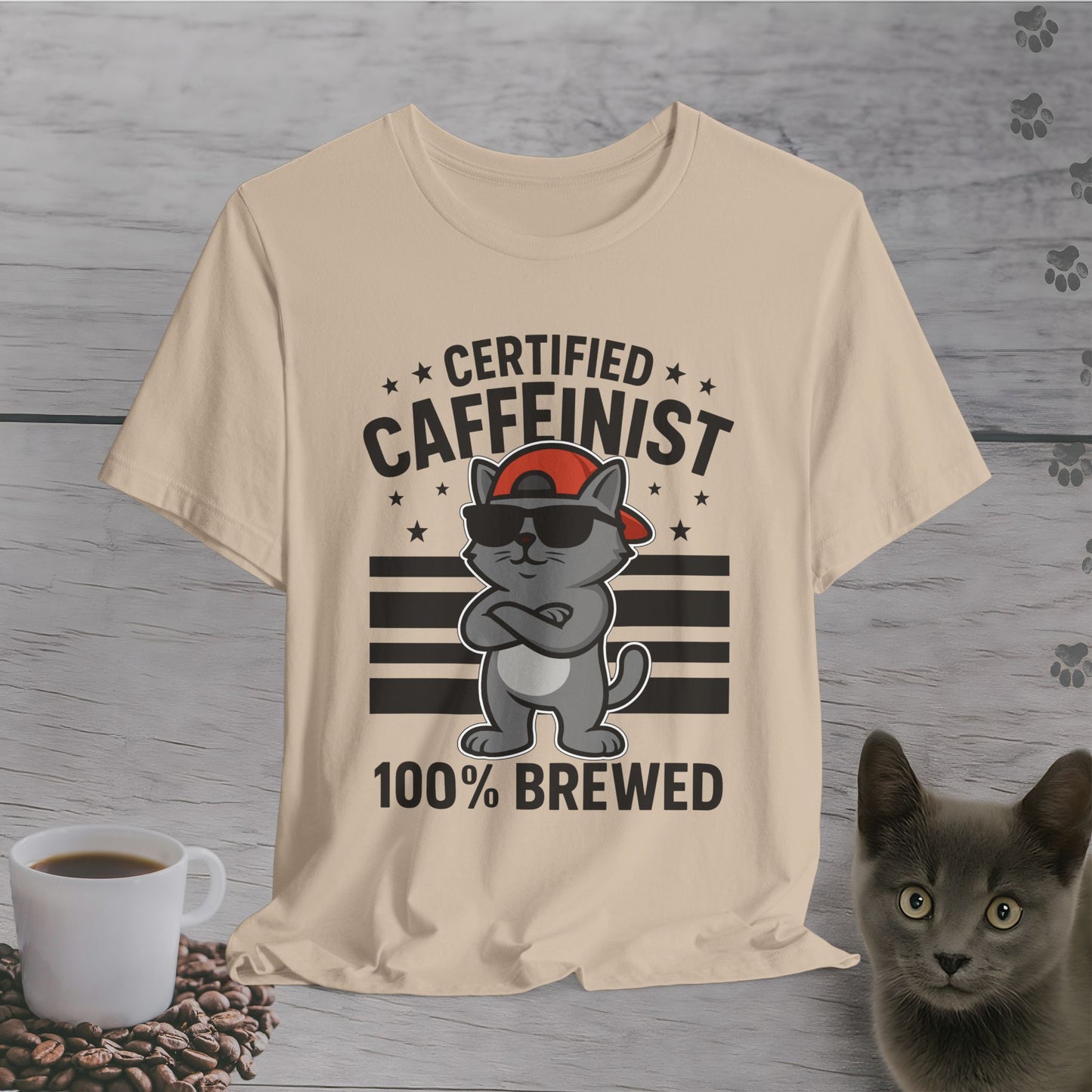 Certified Caffeinist Cat T-Shirt