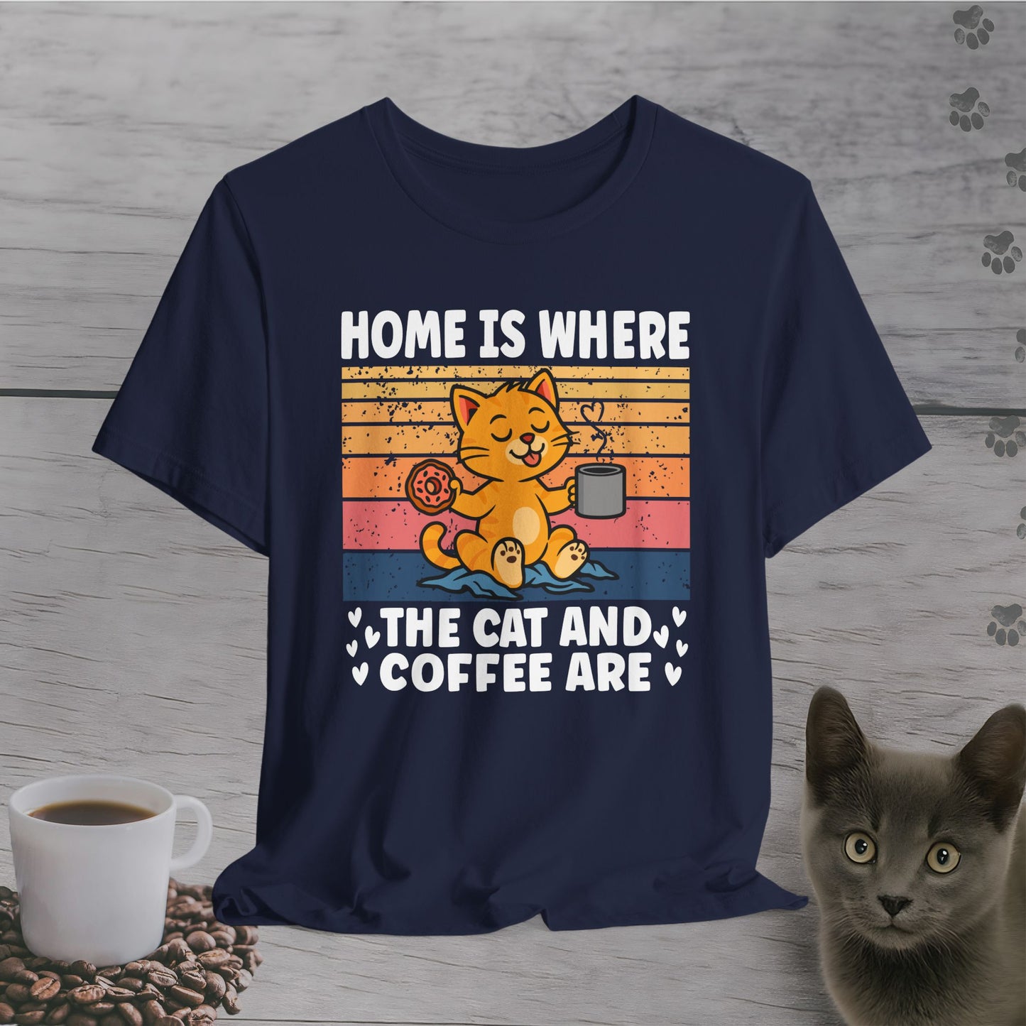 Home with Cat and Coffee T-Shirt