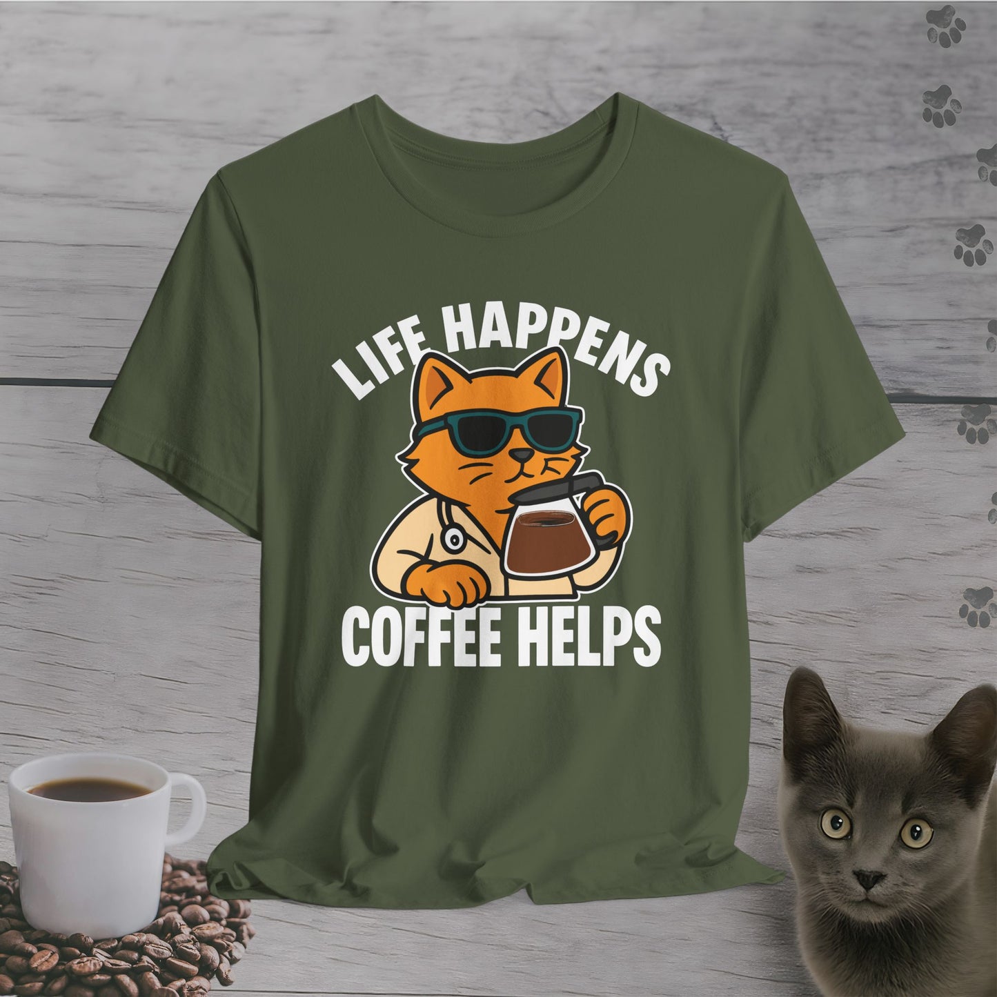 Coffee Helps Cool Cat T-Shirt