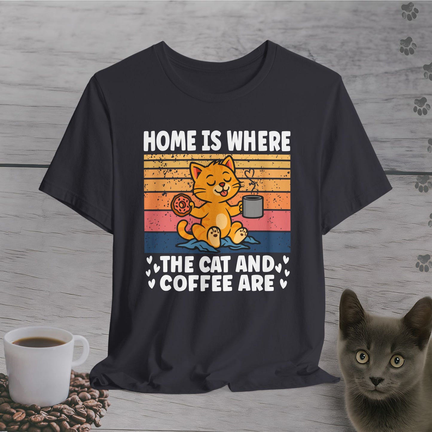 Home with Cat and Coffee T-Shirt