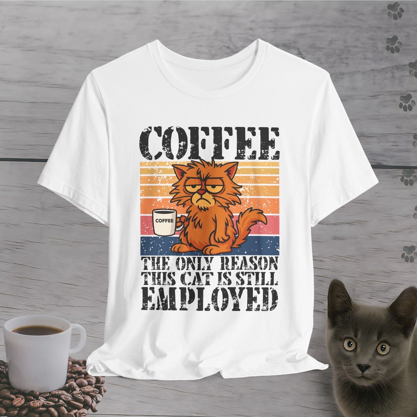 Adorable Employed by Coffee Cat T-Shirt