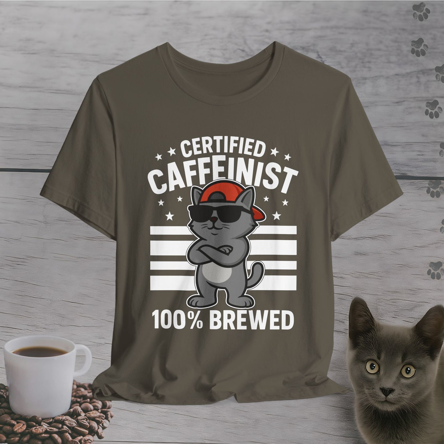 Certified Caffeinist Cat T-Shirt