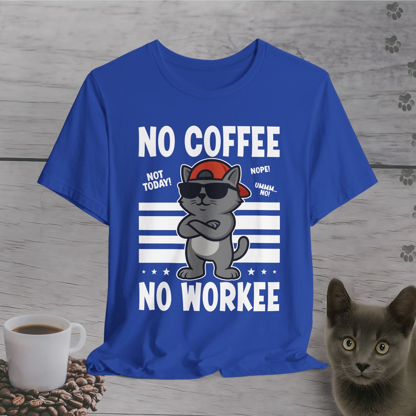 No Coffee No Workee Cat T-Shirt
