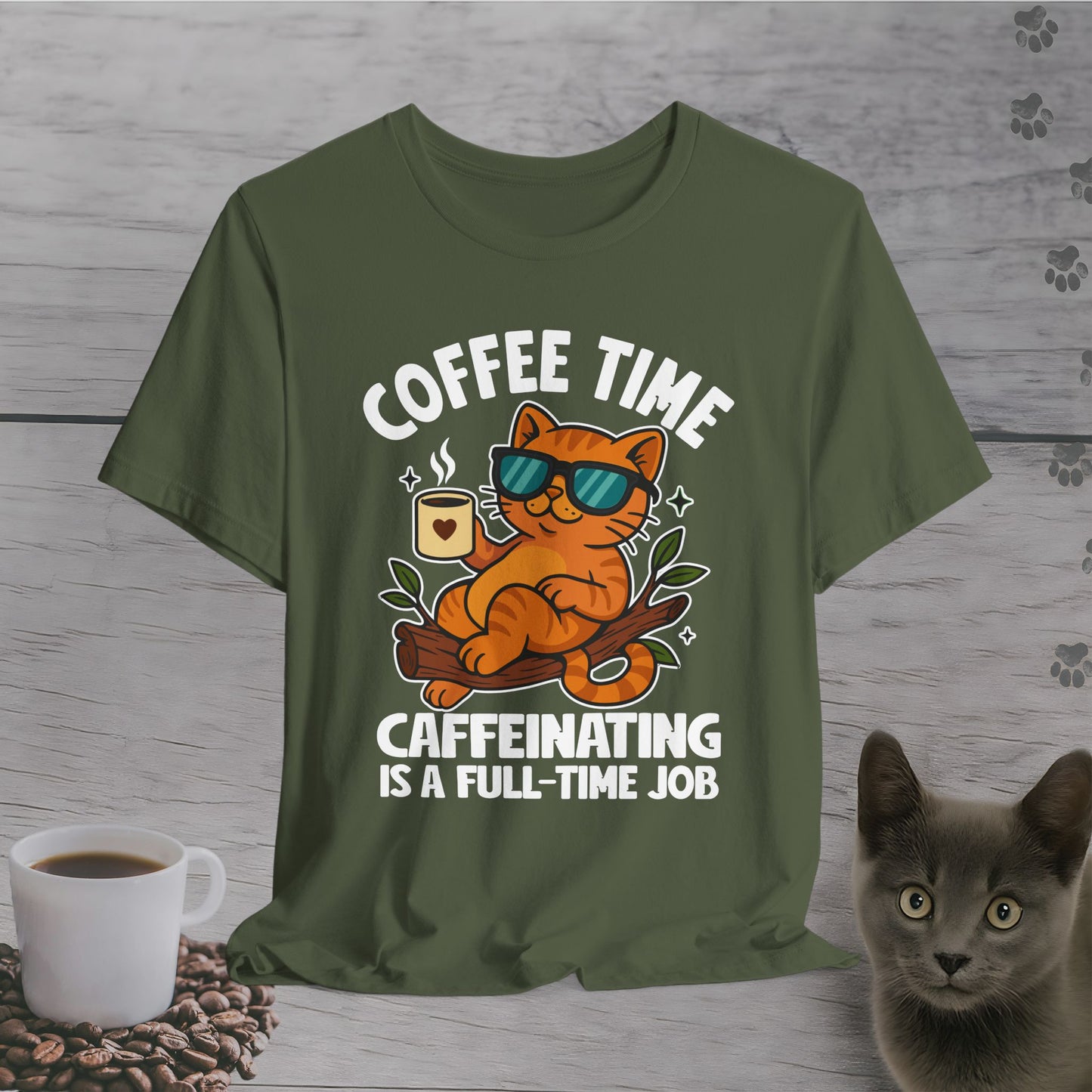 Caffeinating Cat Time T-Shirt