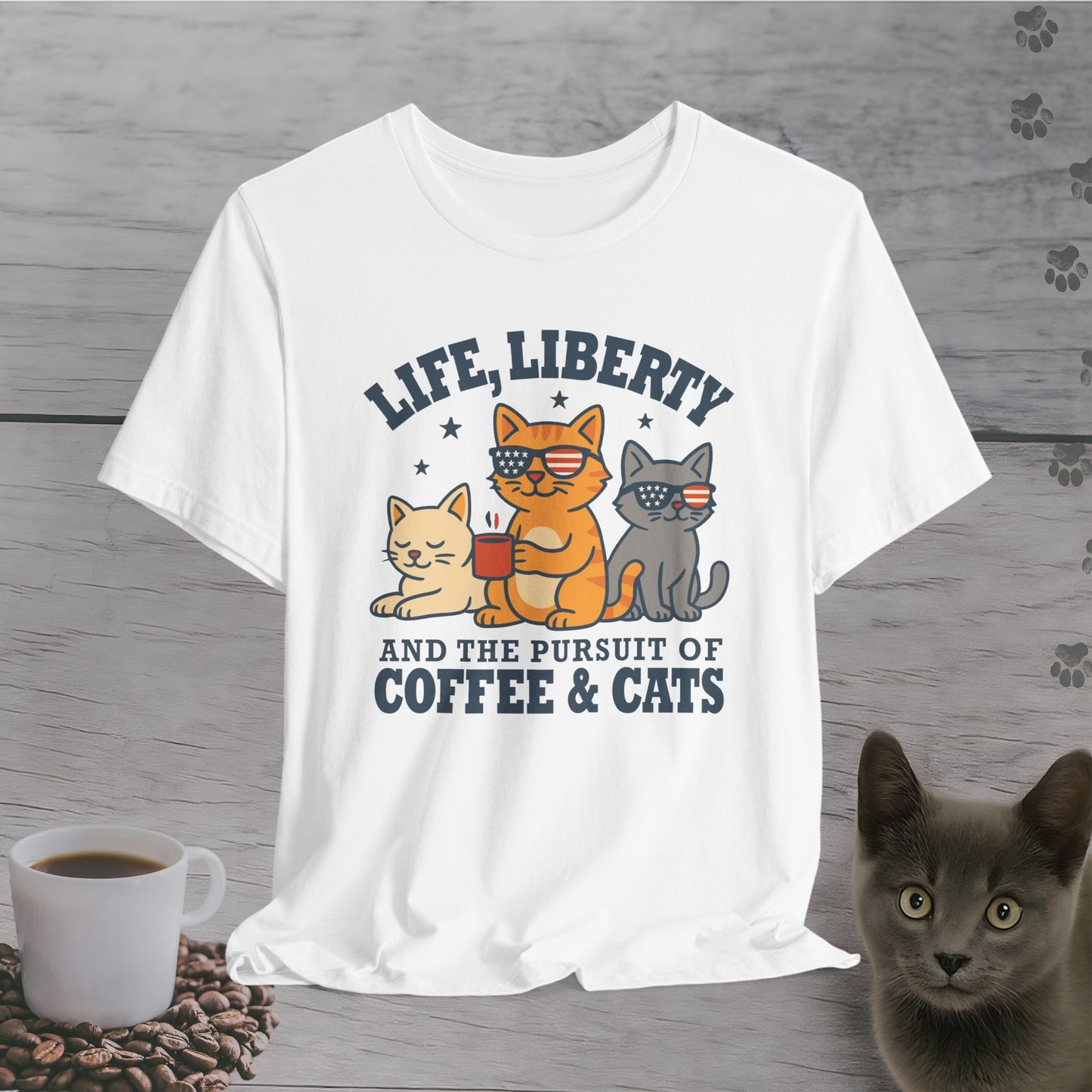 Freedom, Coffee & Cats T-Shirt