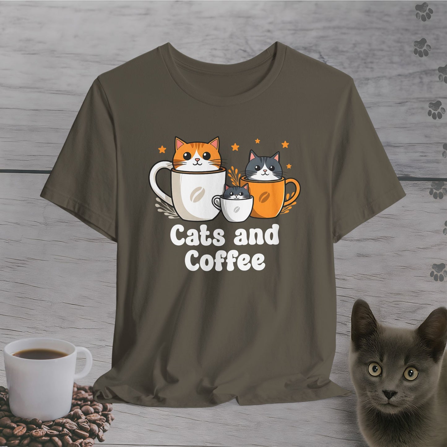 Funny Cats and Coffee T-Shirt