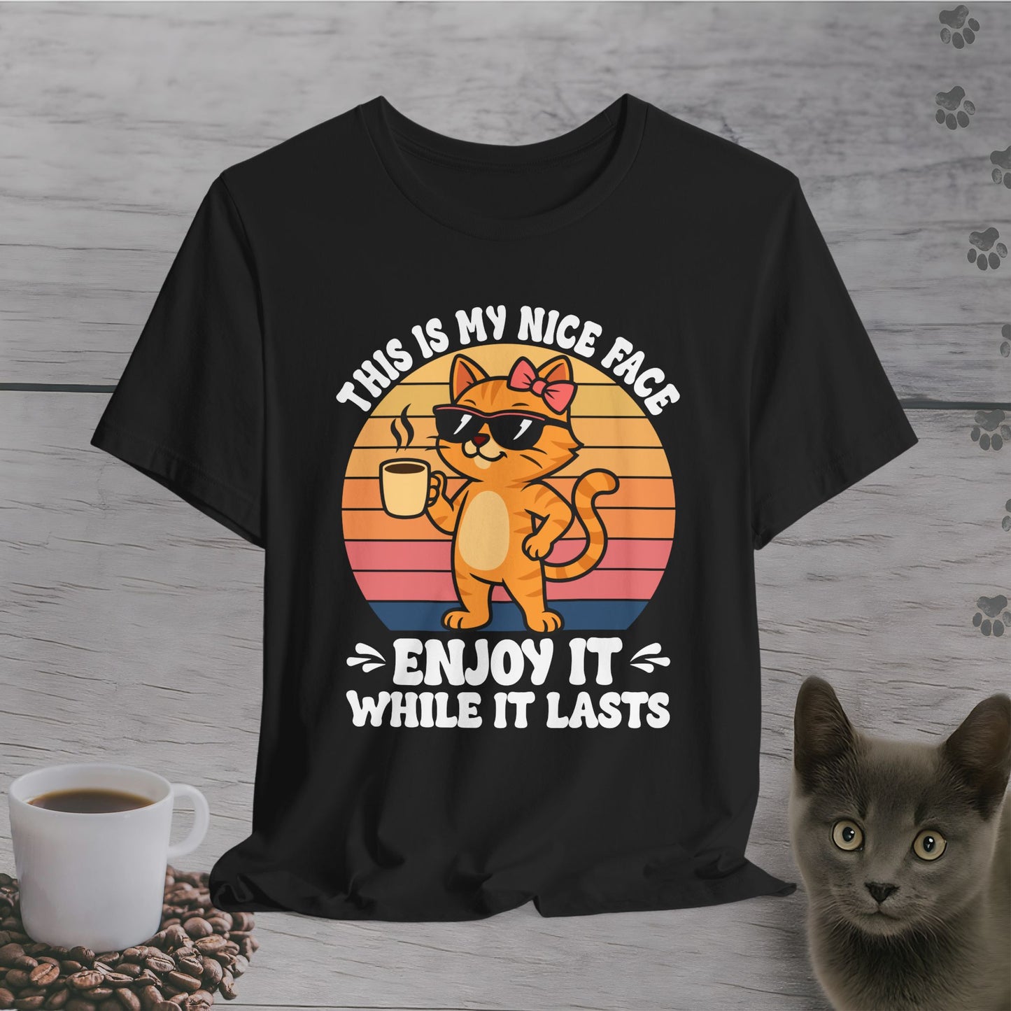 Coffee Cat Nice Face Warning T-Shirt