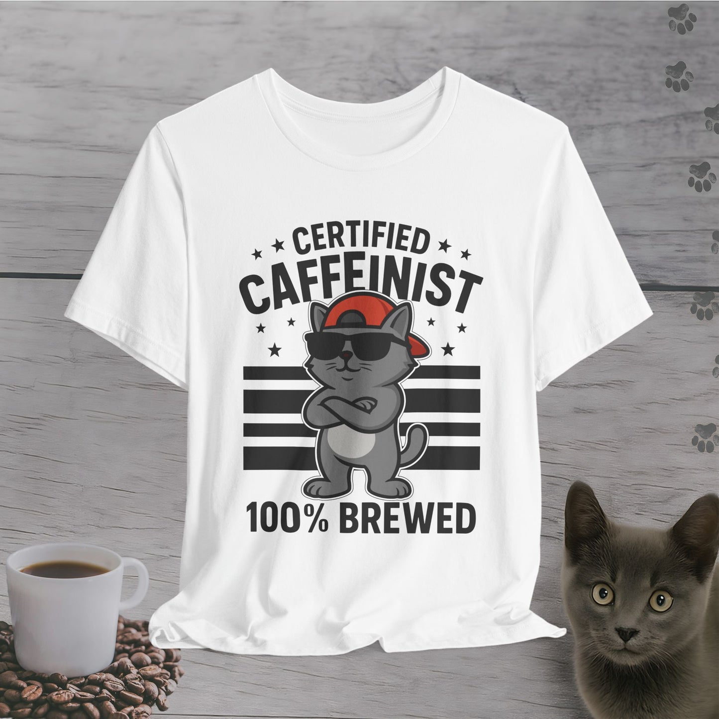 Certified Caffeinist Cat T-Shirt