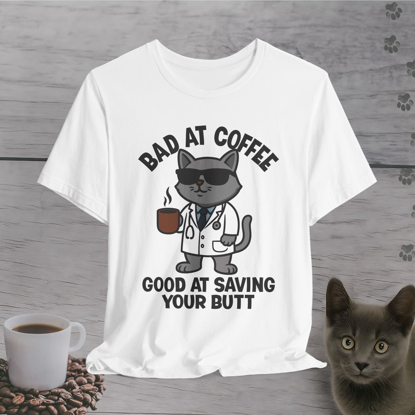 Butt-Saving Coffee Cat T-Shirt