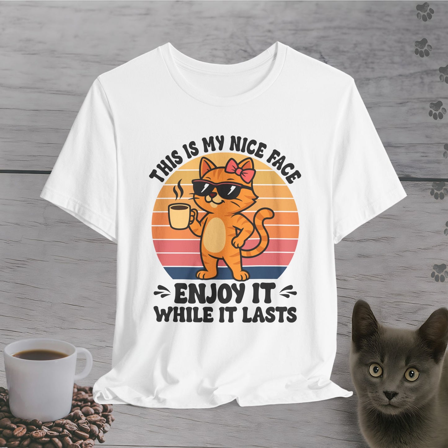 Coffee Cat Nice Face Warning T-Shirt