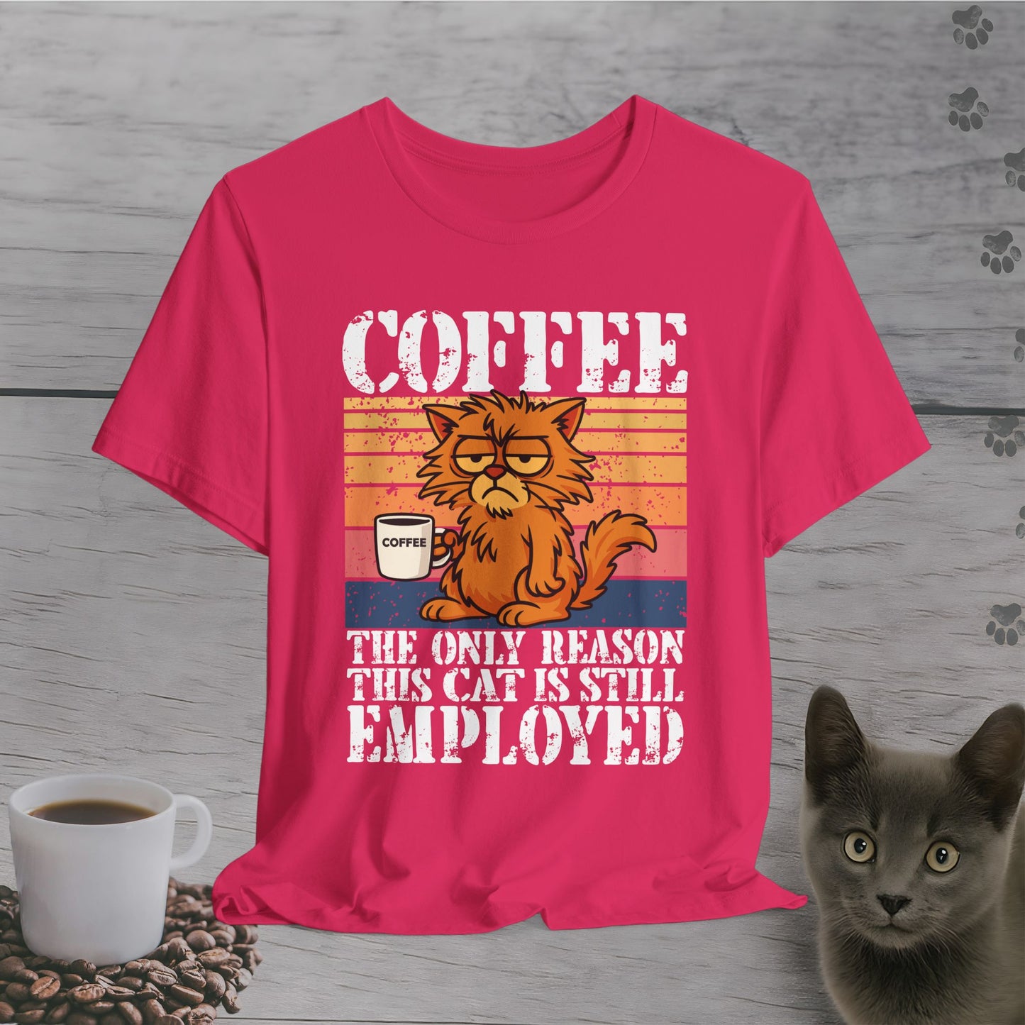Adorable Employed by Coffee Cat T-Shirt