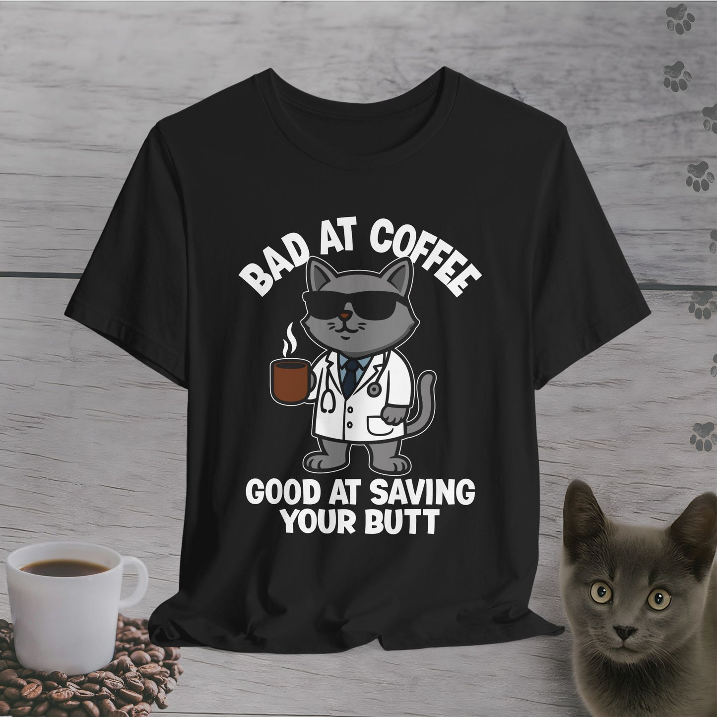 Butt-Saving Coffee Cat T-Shirt