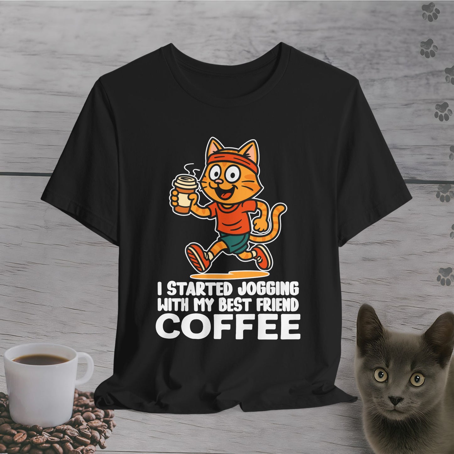 Running with My Coffee Cat T-Shirt