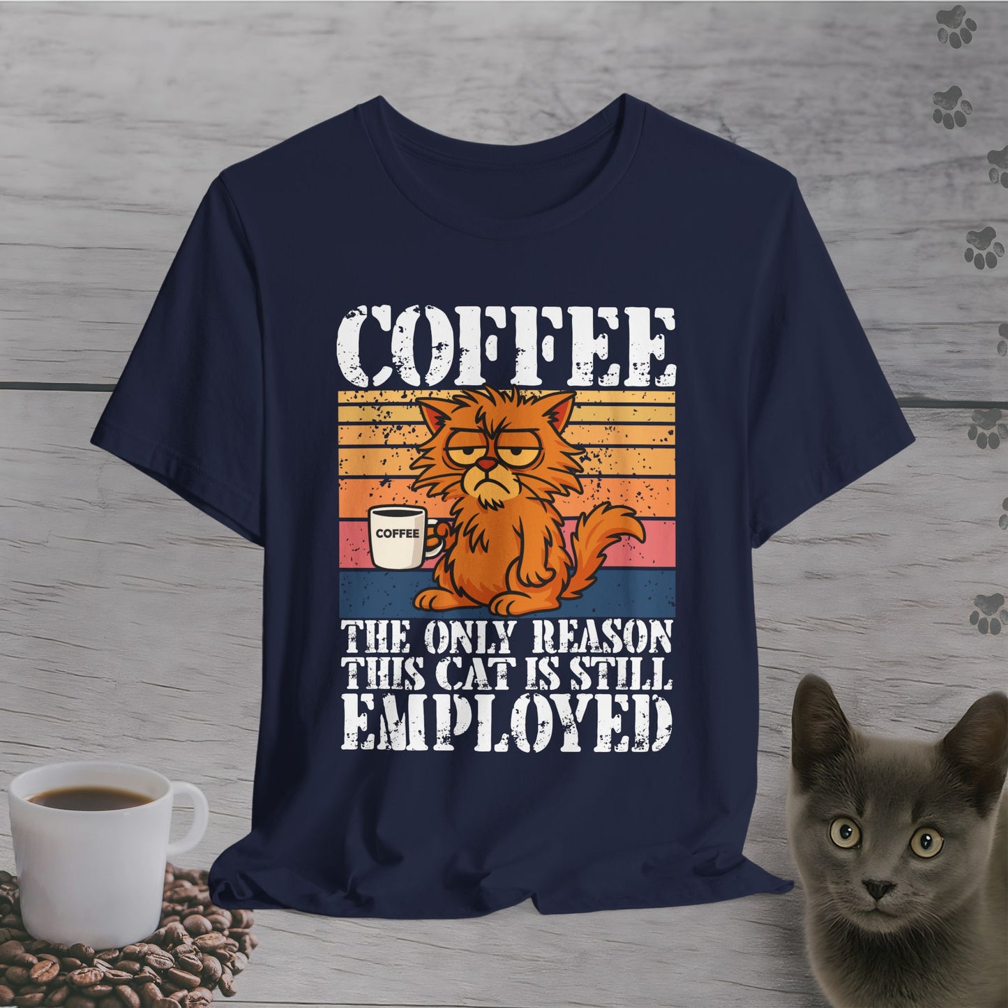 Adorable Employed by Coffee Cat T-Shirt
