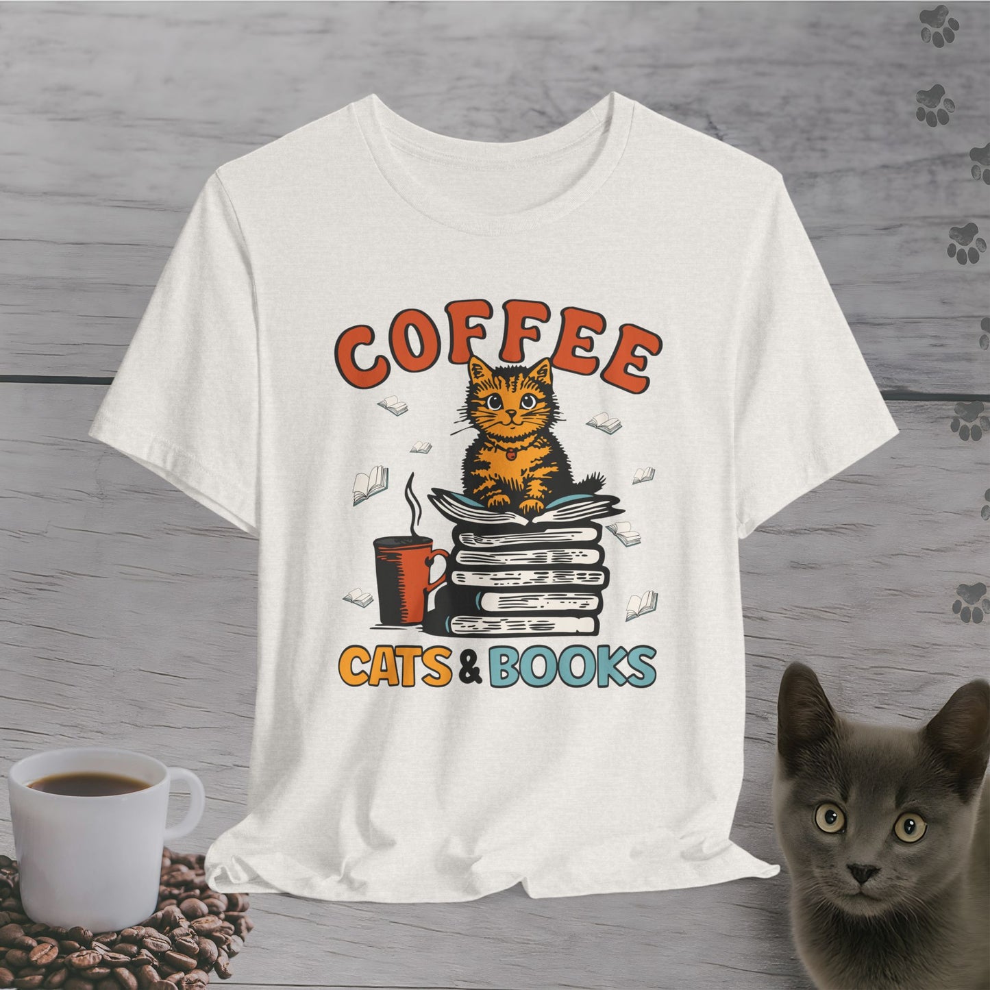 Coffee Cats Books Lover T-Shirt