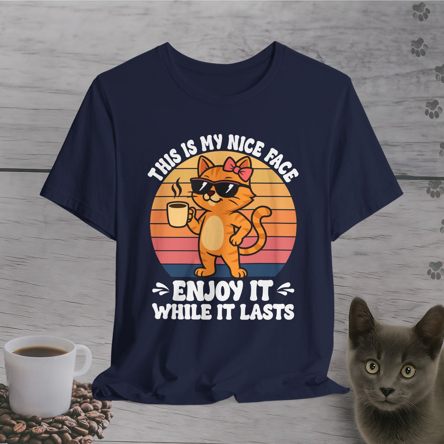 Coffee Cat Nice Face Warning T-Shirt