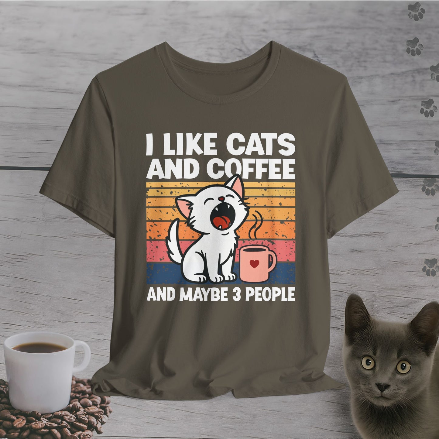 Cats Coffee and 3 People T-Shirt