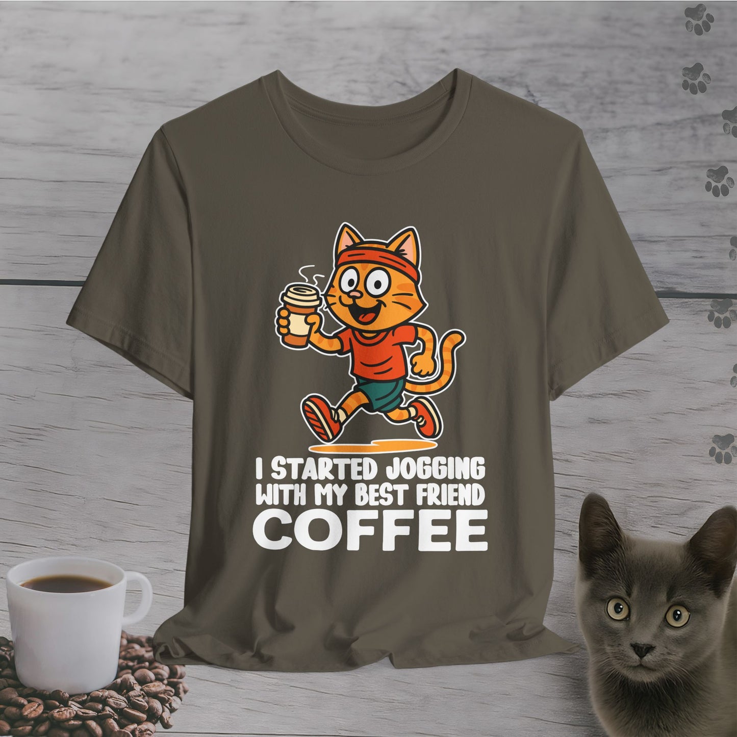 Running with My Coffee Cat T-Shirt