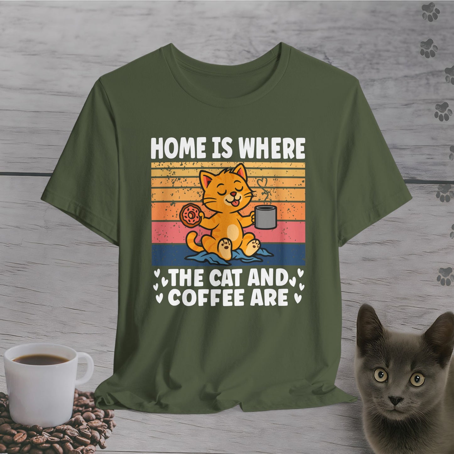 Home with Cat and Coffee T-Shirt