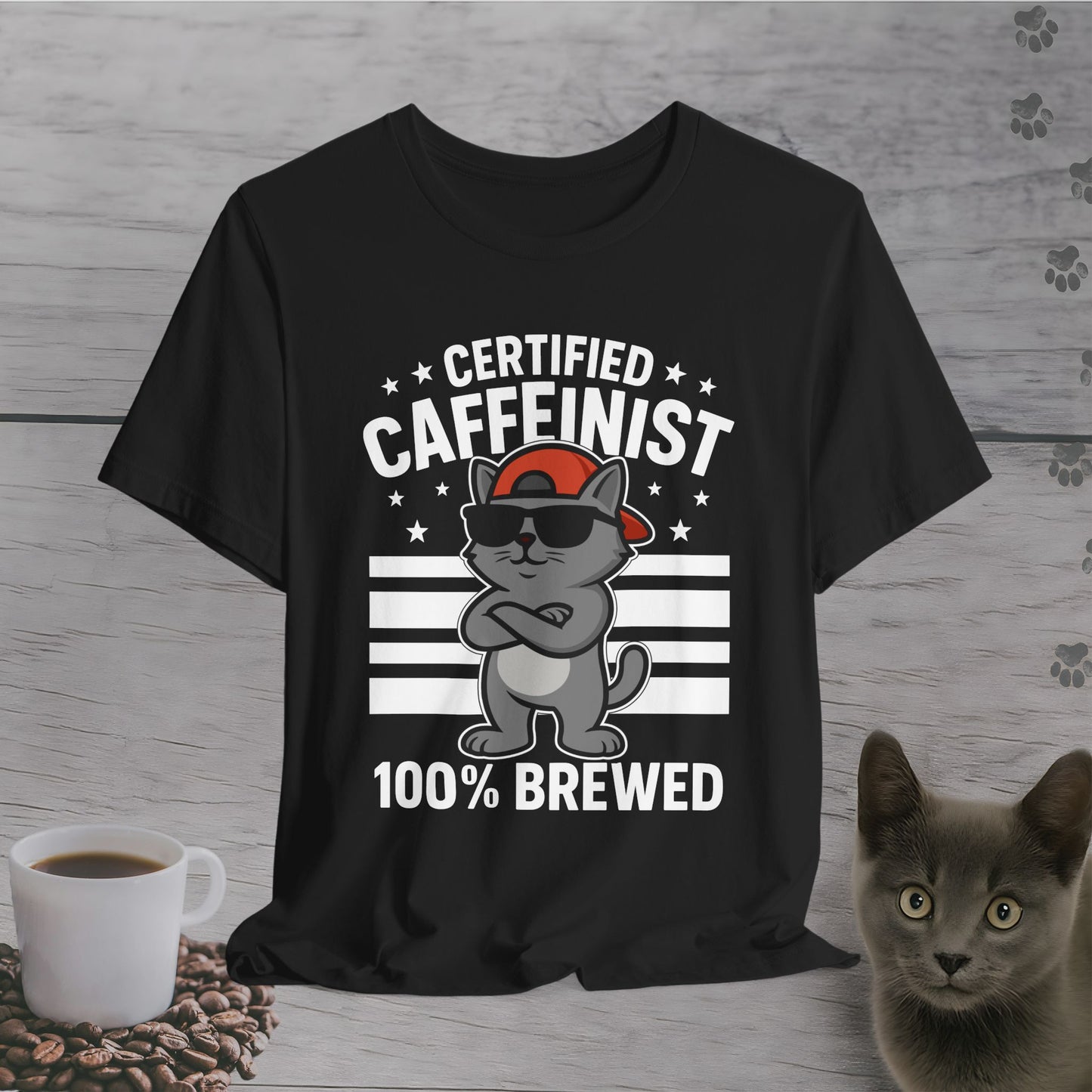 Certified Caffeinist Cat T-Shirt